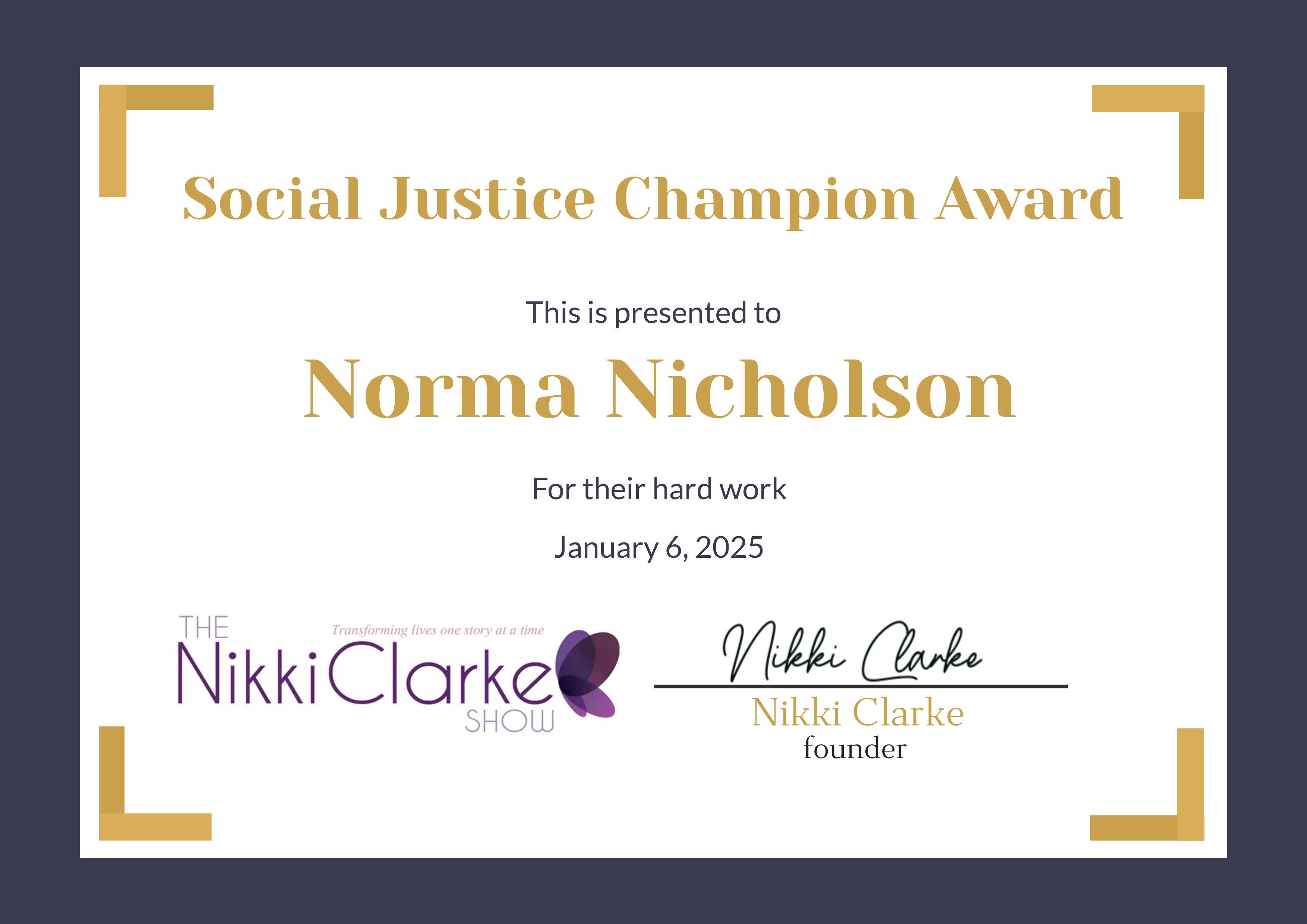 COMMUNITY RECOGNITION AWARD